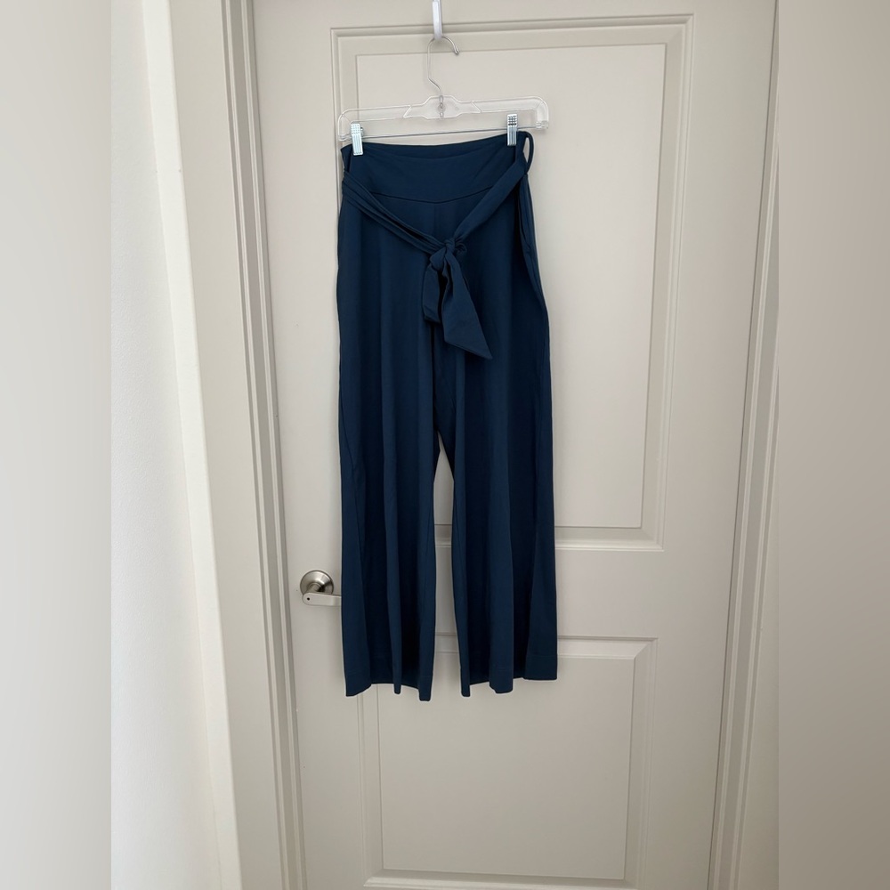 Pact Navy Tie-Waist Wide-Leg Pants NWT Size S Organic Cotton